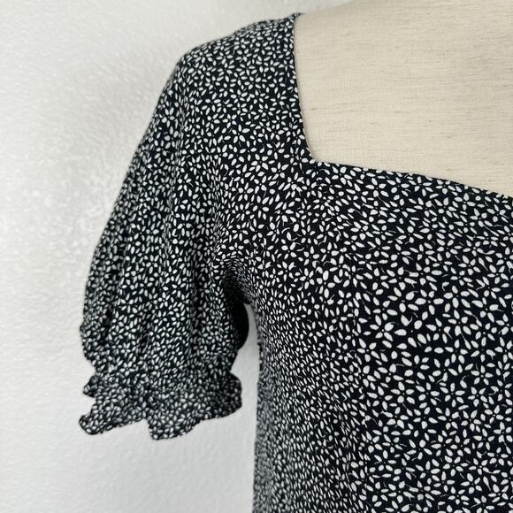 Other Stories Top Women Small EU 36 Coquette Black Ditzy Floral Milkmaid Cottage - Picture 5 of 16